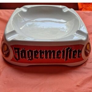 Jägermeister Ashtray Ceramic Bar‎ Decor Advertising Collectible Italy Made